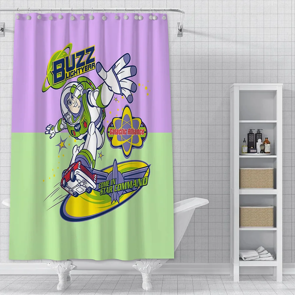 Cute Cartoon B-Buzz Lightyear Shower Curtain Waterproof Polyester Fabric Paint Colorful Bath Curtains Bathroom Curtain With Hook