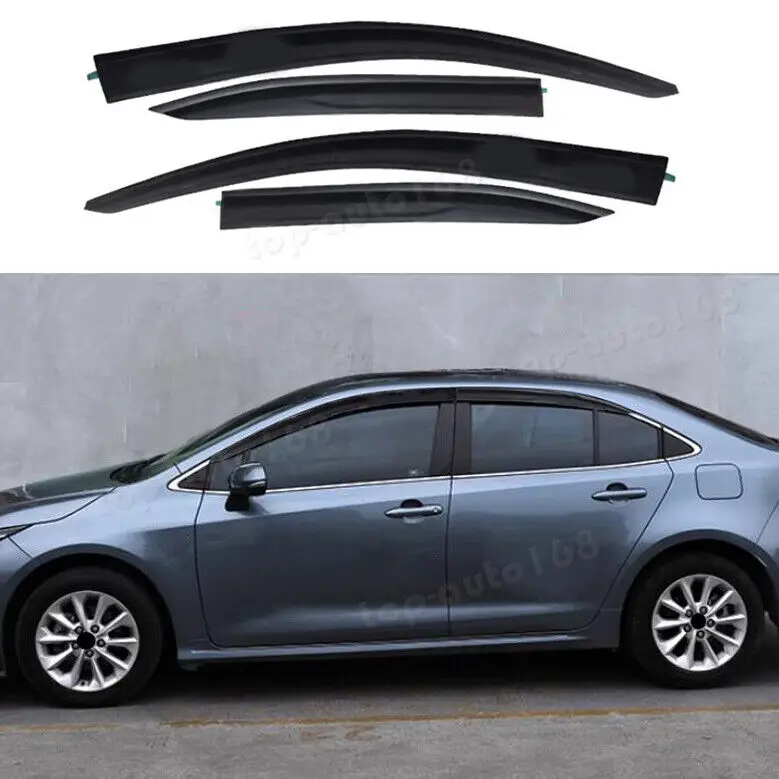 Black Window Visor Vent Shades Sun Rain Guard For Toyota Corolla Sedan 2020-2023