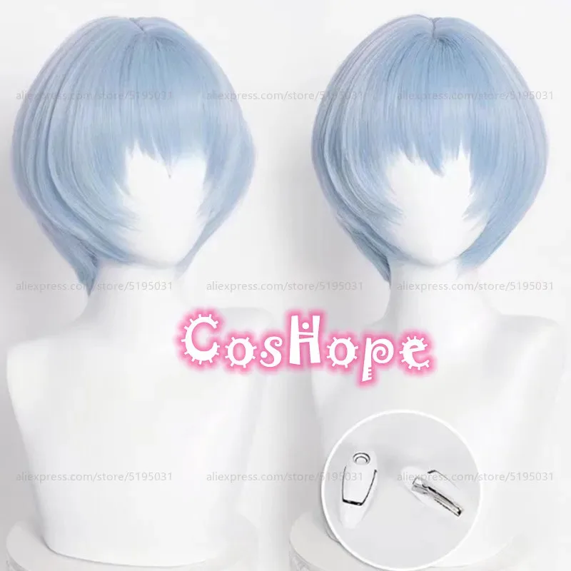 

Rei Ayanami косплей парик женский 30 см короткий светло-голубой парик косплей аниме косплей парики термостойкие синтетические парики