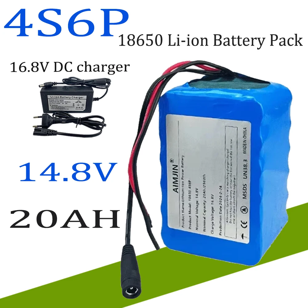 

4S6P 100% New 14.8V 20Ah 18650 Li-iom Battery Pack Night Fishing Lamp Heater Miner's Amplifier Batteries with BMS