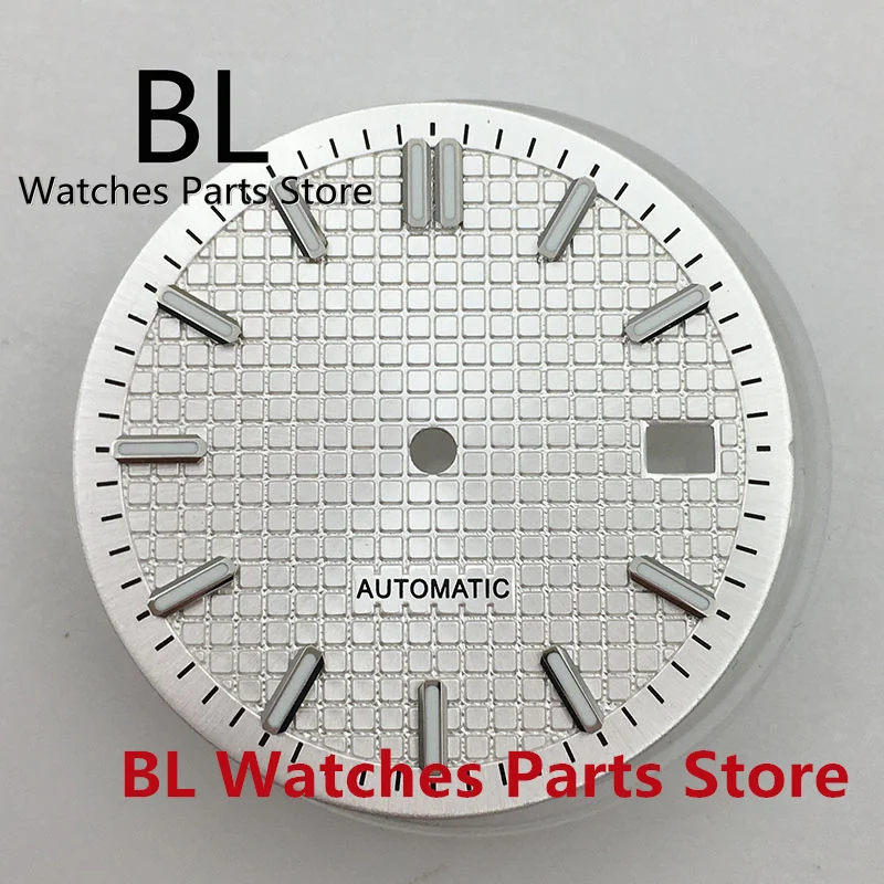 BL 31mm Watch Dial Grid Checks Design Luminous Black Silver Fit ETA 2836 2824 Mingzhu DG2813 3804 Miyota 8205 8215 821A movement