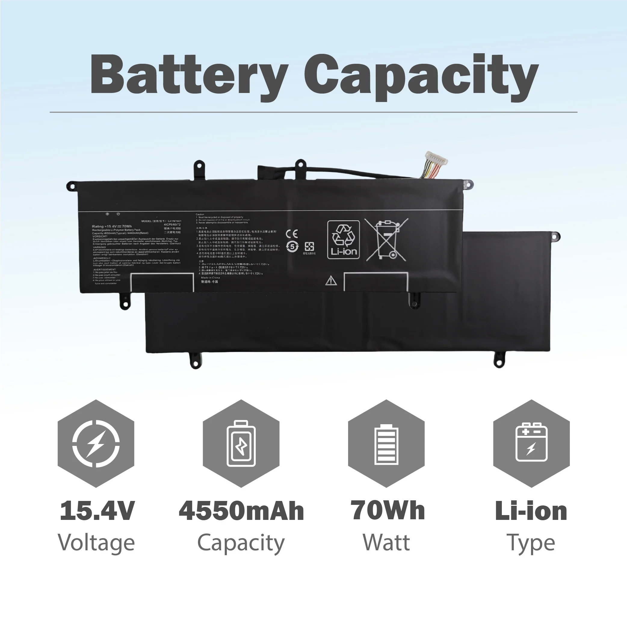 C41N1901 70Wh Laptop Battery For ASUS ZenBook Duo UX4000F UX4000FL UX481FL UX481FA UX481F 0B200-03520100 0B200-03520000