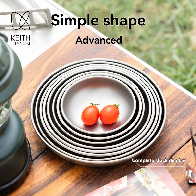 Pure titanium dining plate combination set portable dining plate home outdoor camping tableware lightweight and durable
