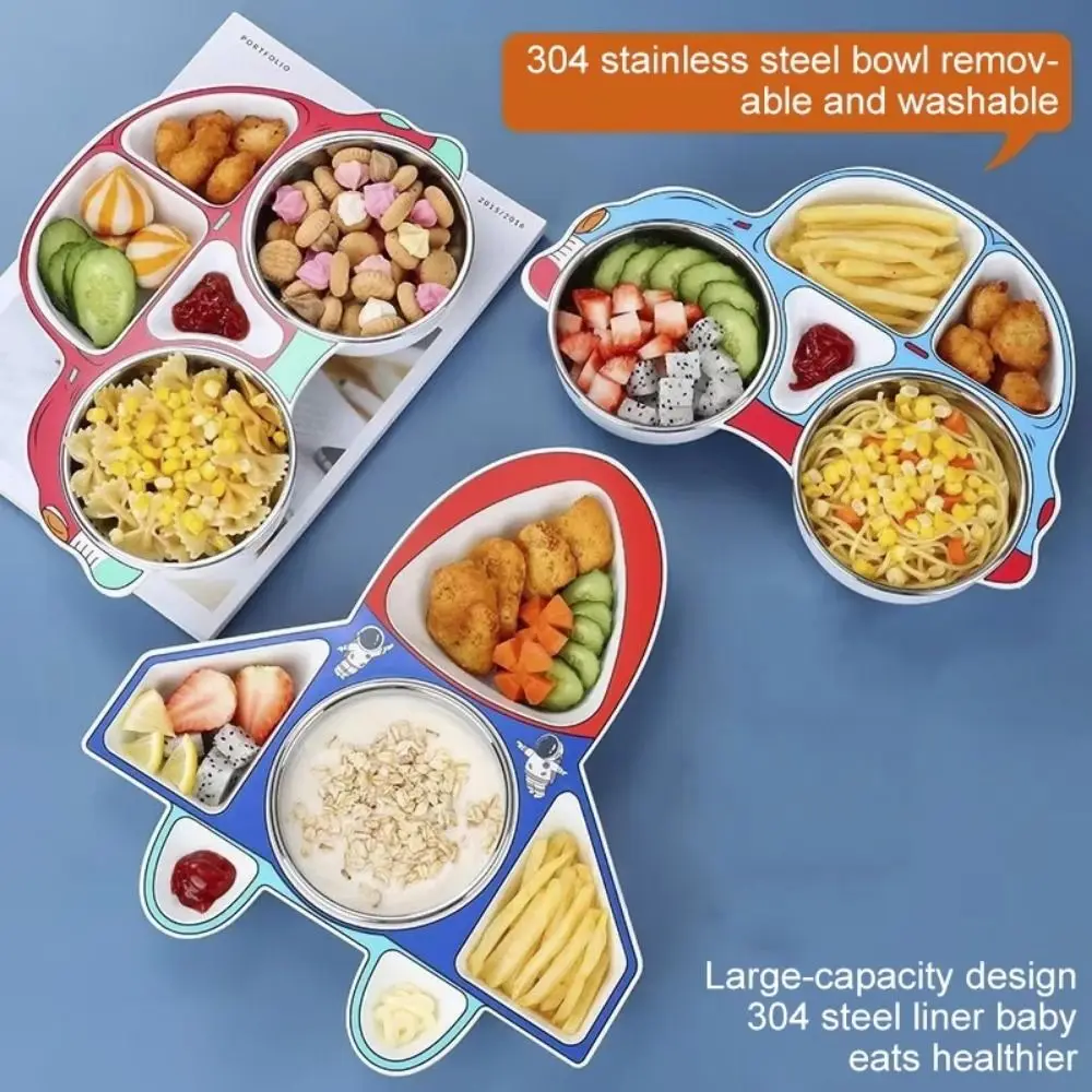 طائرة سيارة على شكل طبق عشاء الإبداعية الكرتون الأطفال أدوات المائدة قطرة مقاومة مقصورة تغذية صينية طعام رياض الأطفال