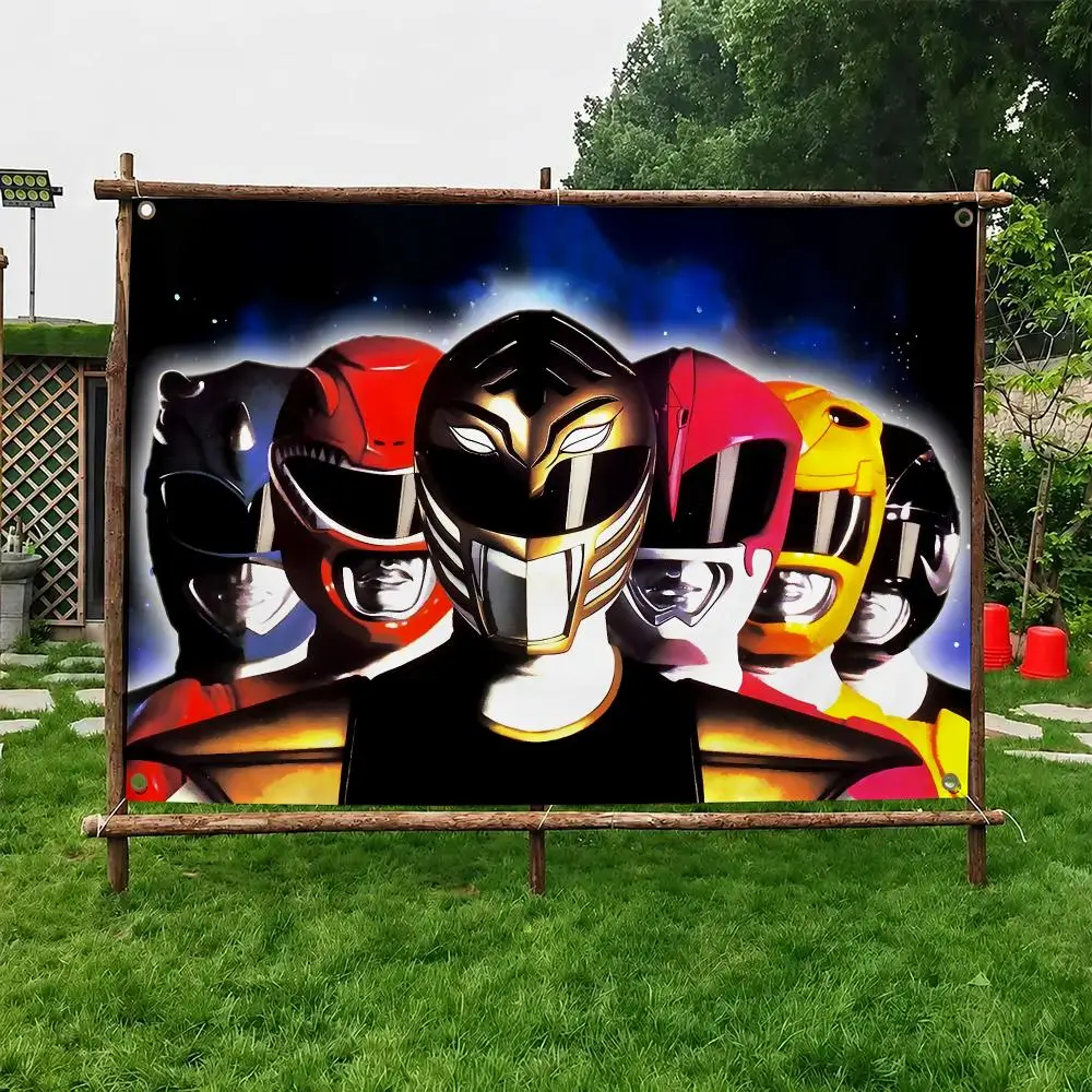 Mighty Morphin Power Rangers Flags Custom Wall Hanging Background Art Banner For Bedroom Home Living Room Outdoor Decor