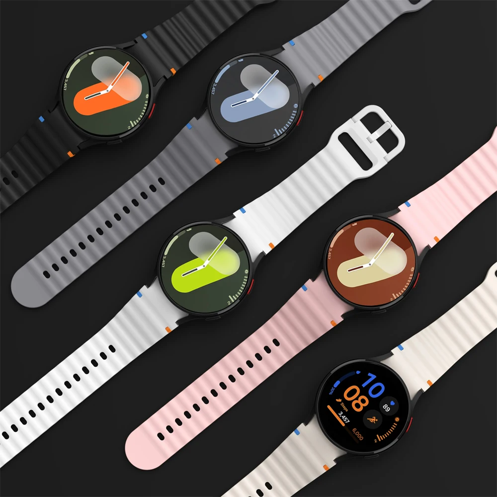 สายรัดข้อมือเดิมสำหรับ Samsung Galaxy Watch 7 band fe/ 5 pro/ 6/4คลาสสิก44mm 40mm เข็มขัดกีฬาซิลิโคน Correa Galaxy Watch 7สาย