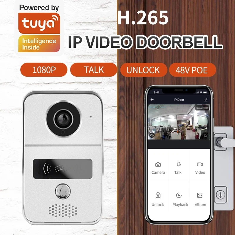 1080P Wireless Doorbell Tuya Smart Wifi Door Bell Apartment Office Access Card Video Intercom For Home Remote Unlock Doorbell