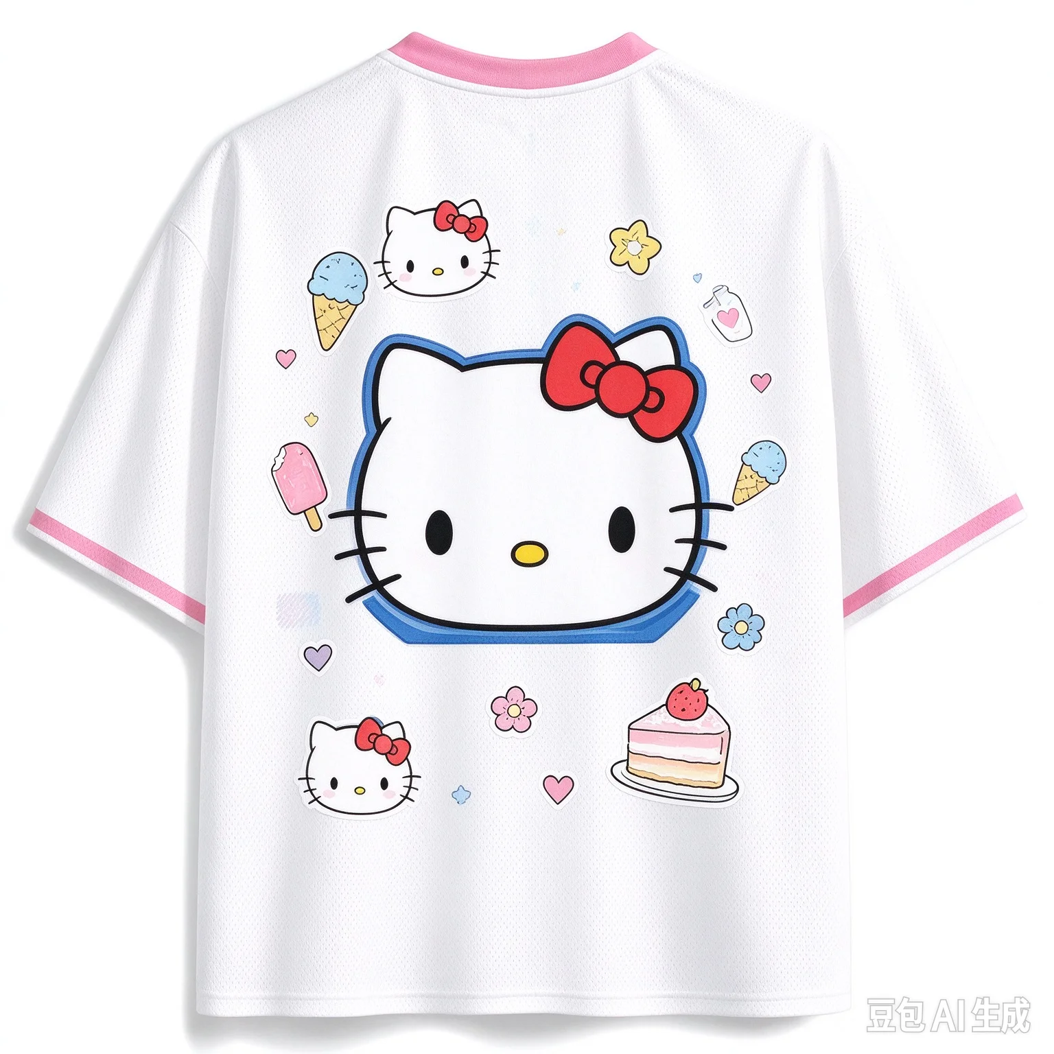 Hello Kitty 3D Print Mesh Football Jersey Sailor Outfit Ice Cream Rainbow Unisex Summer Kawaii Y2K Streetwear Breathable Tops