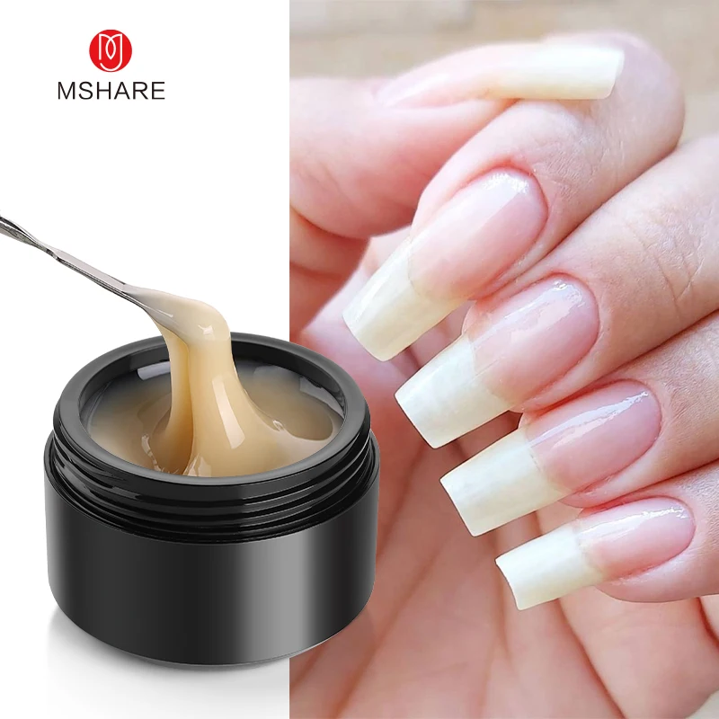 MSHARE 50 ml gel constructor natural para uñas, libre de TPO, autonivelante, para extensión de uñas, tono rosa, gel UV LED
