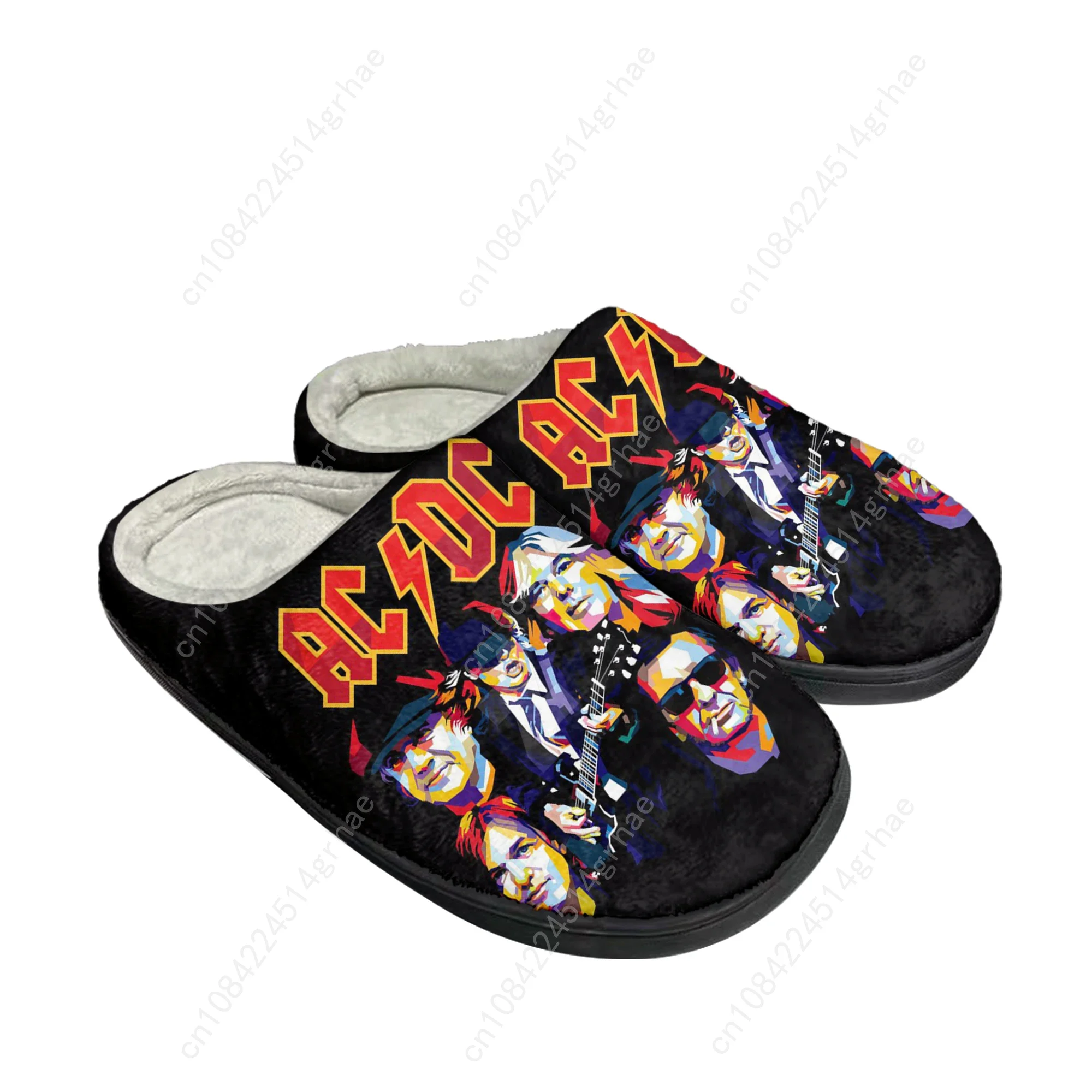 A-AC Rock Band D-DC Home Cotton Slippers High Quality Men Womens Plush Bedroom Casual Keep Warm Shoes Customized Thermal Slipper