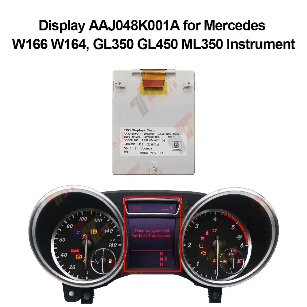 Color Display AAJ048K001A for Mercedes W166 W164, GL350 GL450 ML350 Dashboard