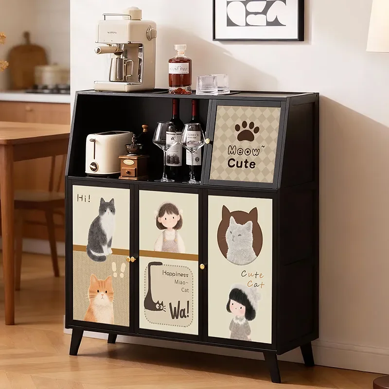 for Kitchen Side Cabinet Household Simple Wall Mounted Multifunctional Storage Locker for Living Room Large Capacity