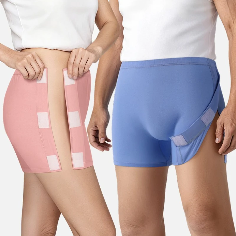 Unisex Cotton Boxer Briefs for Post-Surgery Recovery and Paralyzed Patients—Velcro Closure for Easy On/Off