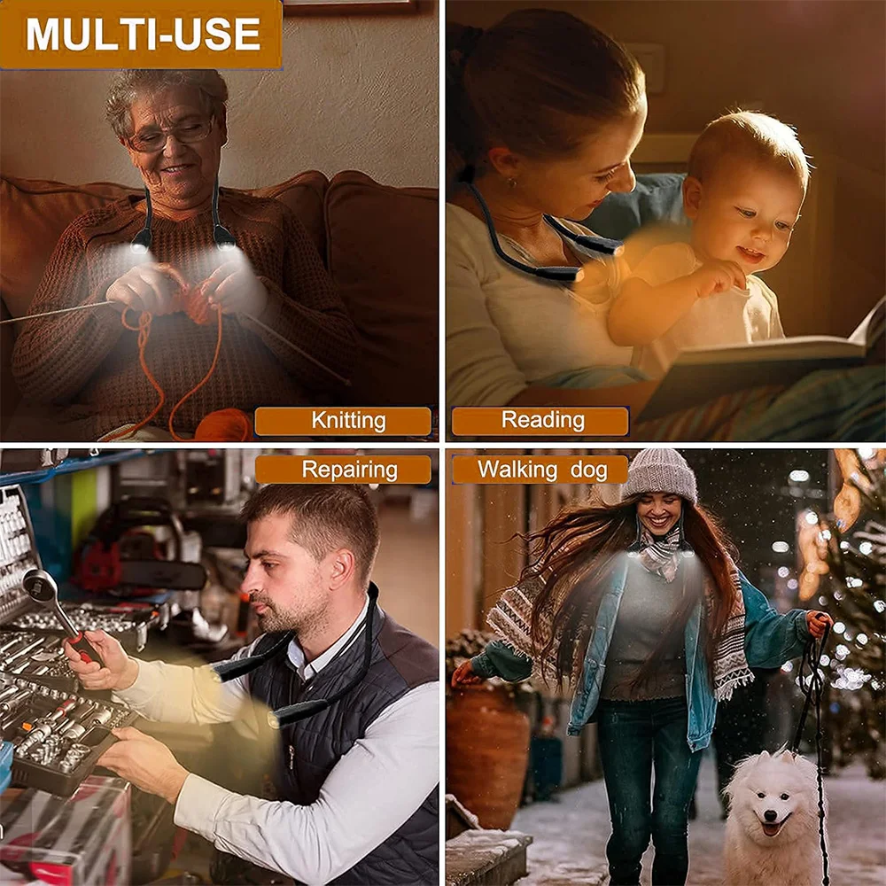 LED القراءة الرقبة ضوء USB مصباح الكتاب القابلة لإعادة الشحن 360 ° مرنة الذراع قراءة كتاب ضوء قراءة الرقبة مصباح دراسة القراءة ضوء الليل #6