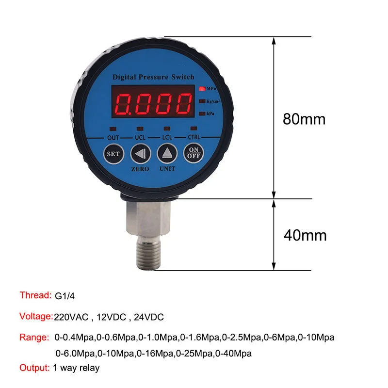 Water pressure switch with one relay output