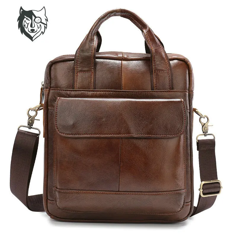 

A4 document vertical briefcase, retro men's handbag, business crossbody bag, large-capacity single-shoulder bag