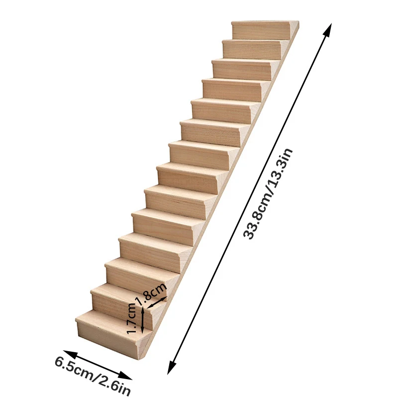 1:12 Dollhouse Miniature Wooden Staircase Mini No Handrail Stairs Furniture Model DIY DollHouse Life Scene Decor Toy Accessories