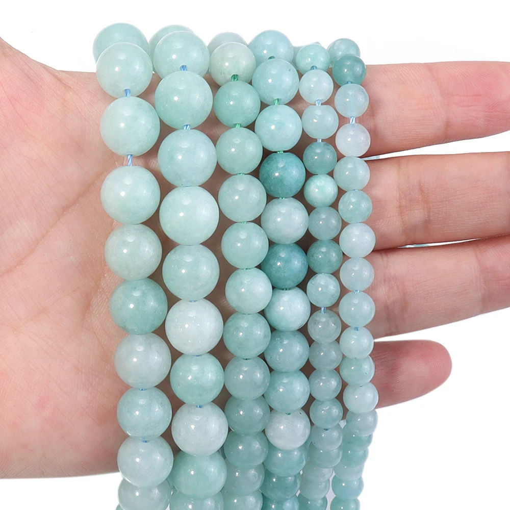 1 Strand Natural Burma Jade Stone Beads Round Loose Spacer Beads for DIY Bracelet Necklace Jewelry Making Craft Supplies
