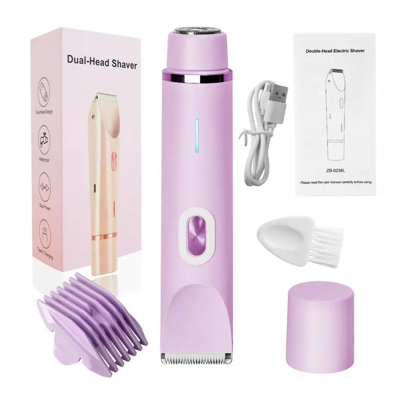 Waterproof and painless dual-function female electric shaving kit for hair removal - women's body hair trimmer
