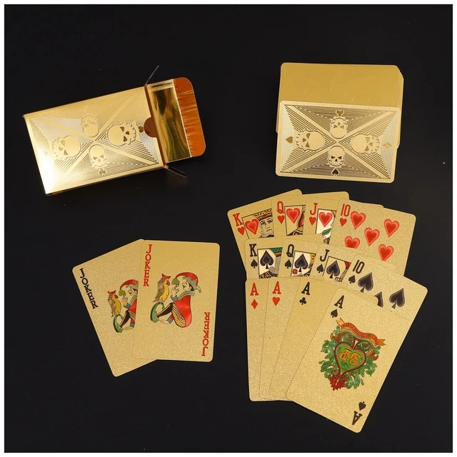 Gold Foil Plated Poker Cards Poker Game Deck Gold Foil Poker Set Plastic Magic Card Waterproof Golden Color Magic Cards