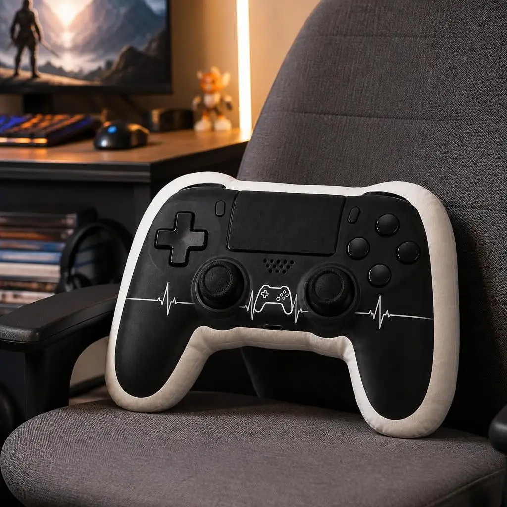 Gaming Pulse Minimal Gamer Life Plush Pillow Cushion Irregular Stuffed Throw Pillow Home Decor Gift Sofa Bed