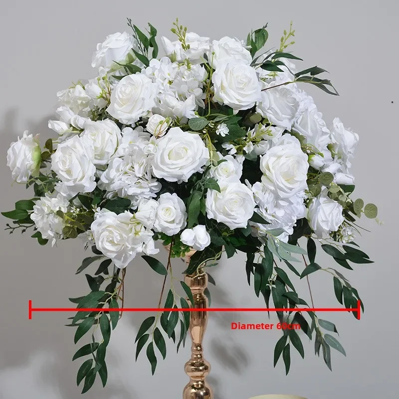 40/80CM Giant Flower Artificial Greenery White Flower Ball for Wedding Proposal Table Conference Display Decor