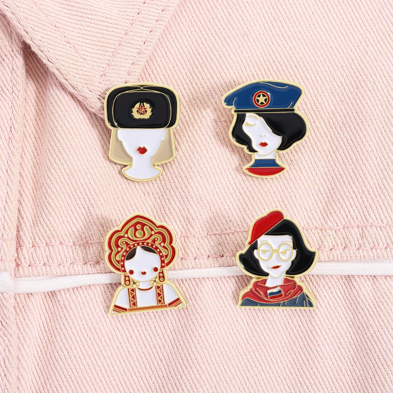 Russische Bräuche und Traditionen Emaille-Anstecknadeln Russische Matroschka & Katze Retro Kokoshnik Souvenir Brosche Reversnadel Schmuck Geschenk – Detail 24