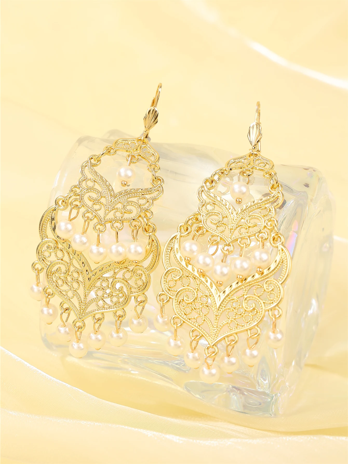 

Tassel alloy earrings Moroccan bridal long drop earrings French retro court style women's banquet party festival accessories