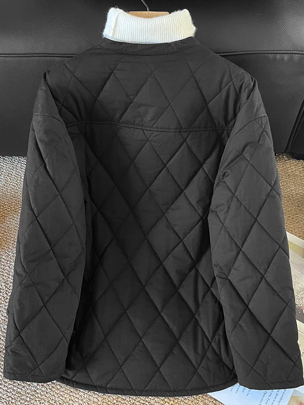 日本製 スレ ダイヤモンド柄 コットンジャケット レディース 冬用 ゆったり カジュアル 多用途 軽量 中綿入り 暖かい コットン トップス