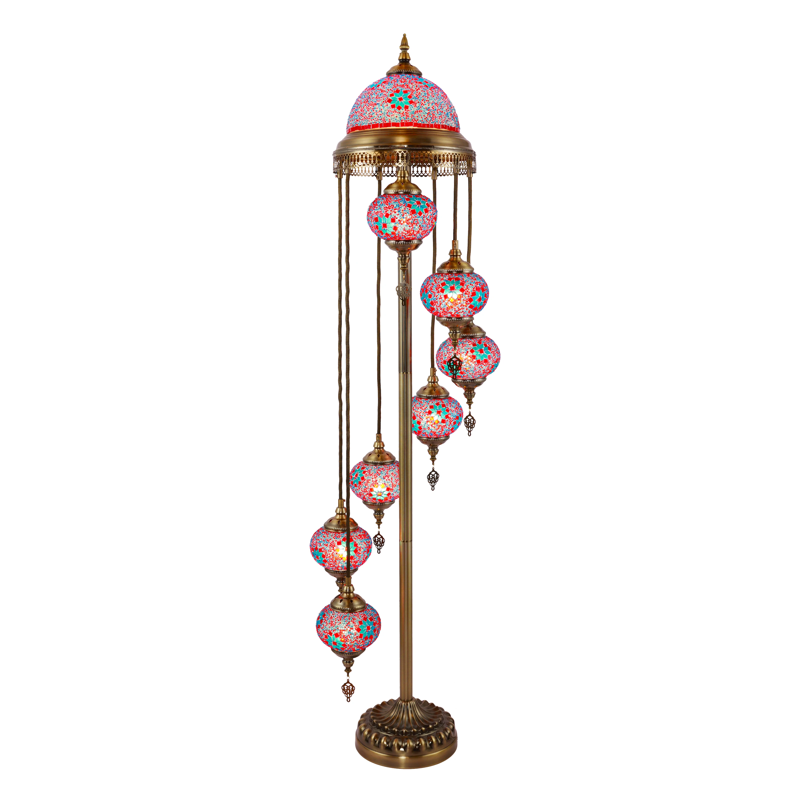 New Design Zhelanpu Lighting Luxury Turkish Style Handmade Mosaic LED Floor Lamp 2700K Soft Warm White Multicolored Glass Shade