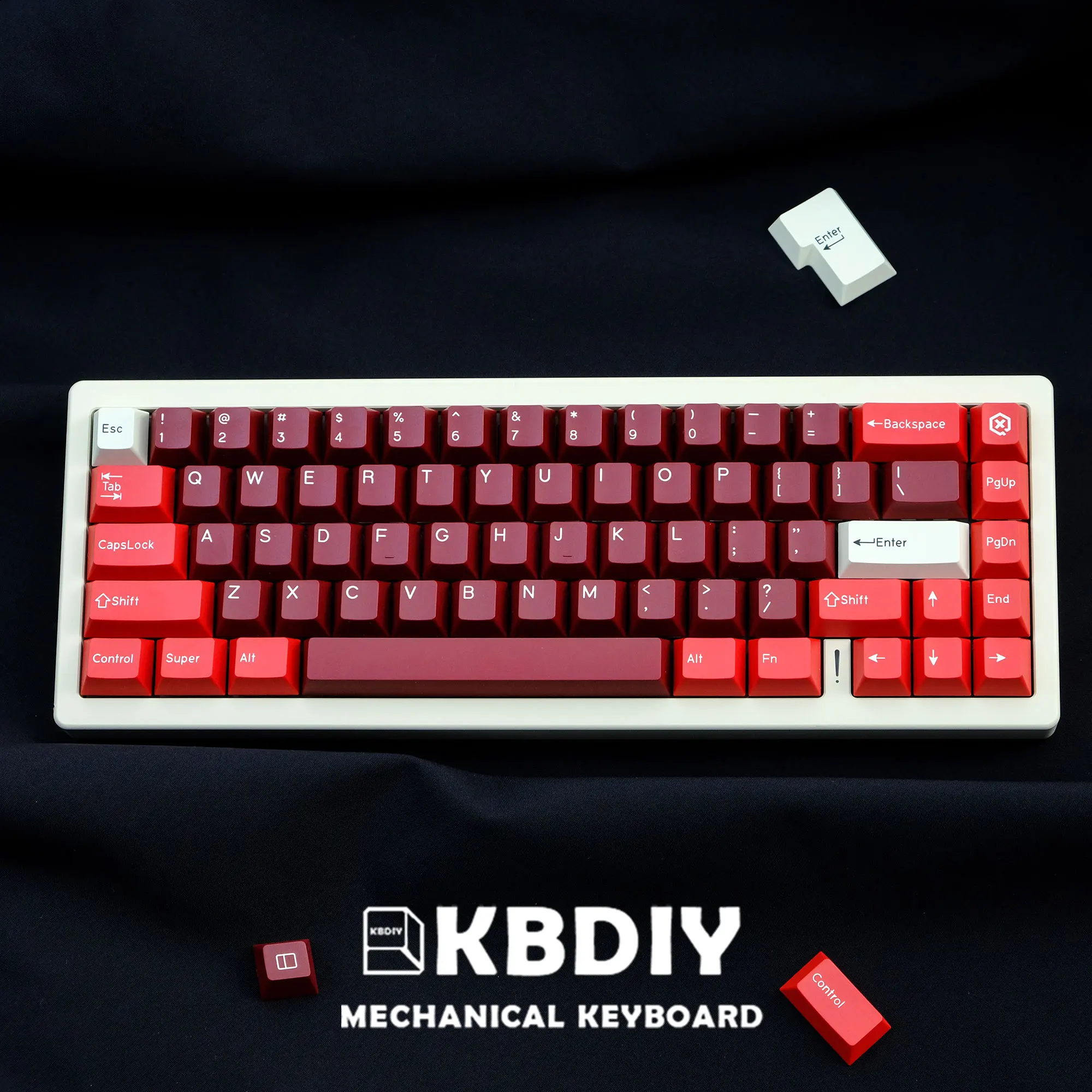 

KBDiy Red GMK Jamon Keycap for Mechanical Keyboard Game Cherry Profile Double Shot ISO PBT 177 Keys DIY Custom GMK67 61/64/68/87