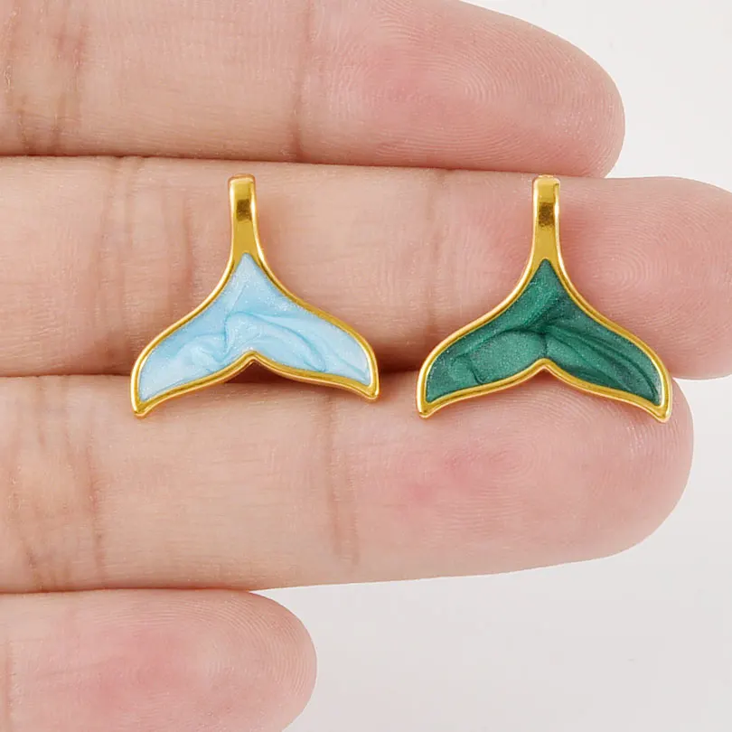 10pcs High Quality Stainless Steel  Enamel Pendant  Fish Tail Originality Lovable Pendants Diy Handmade Making Necklace Bracelet