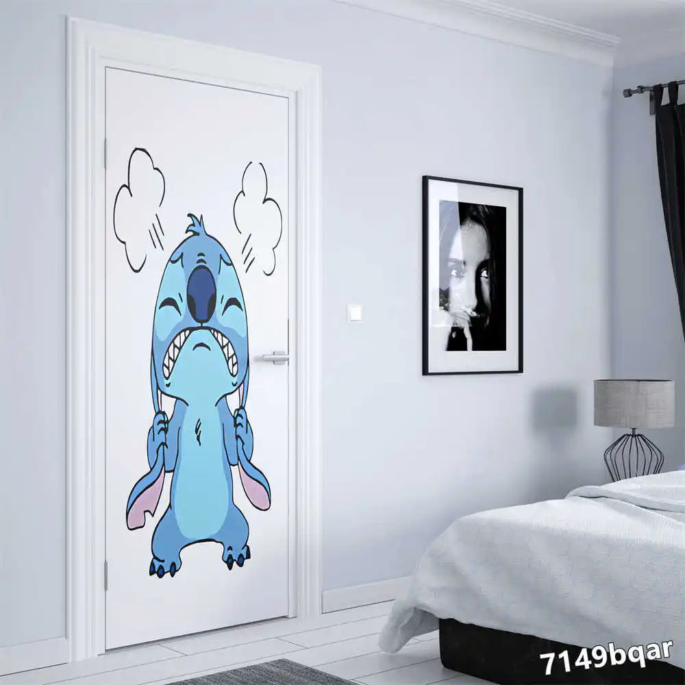 Disney Watercolor Lilo & Stitch Stitch Door sticker Nordic Wall art Home decoration Door decoration Wall Sticker Aesthetic HD