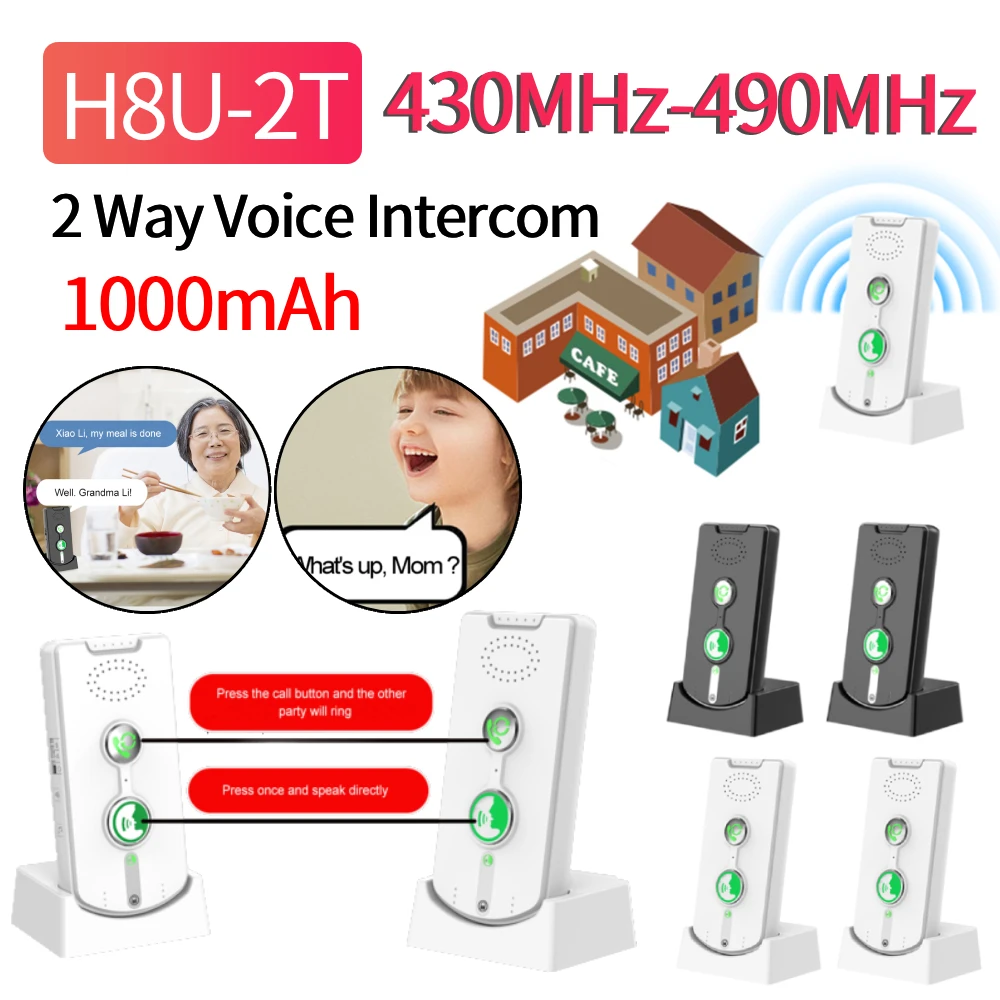 H8U-2T Long Range Indoor Outdoor Interphone System 2 Way Voice Intercom Wireless Intercomunicador System for Home Elderly Care