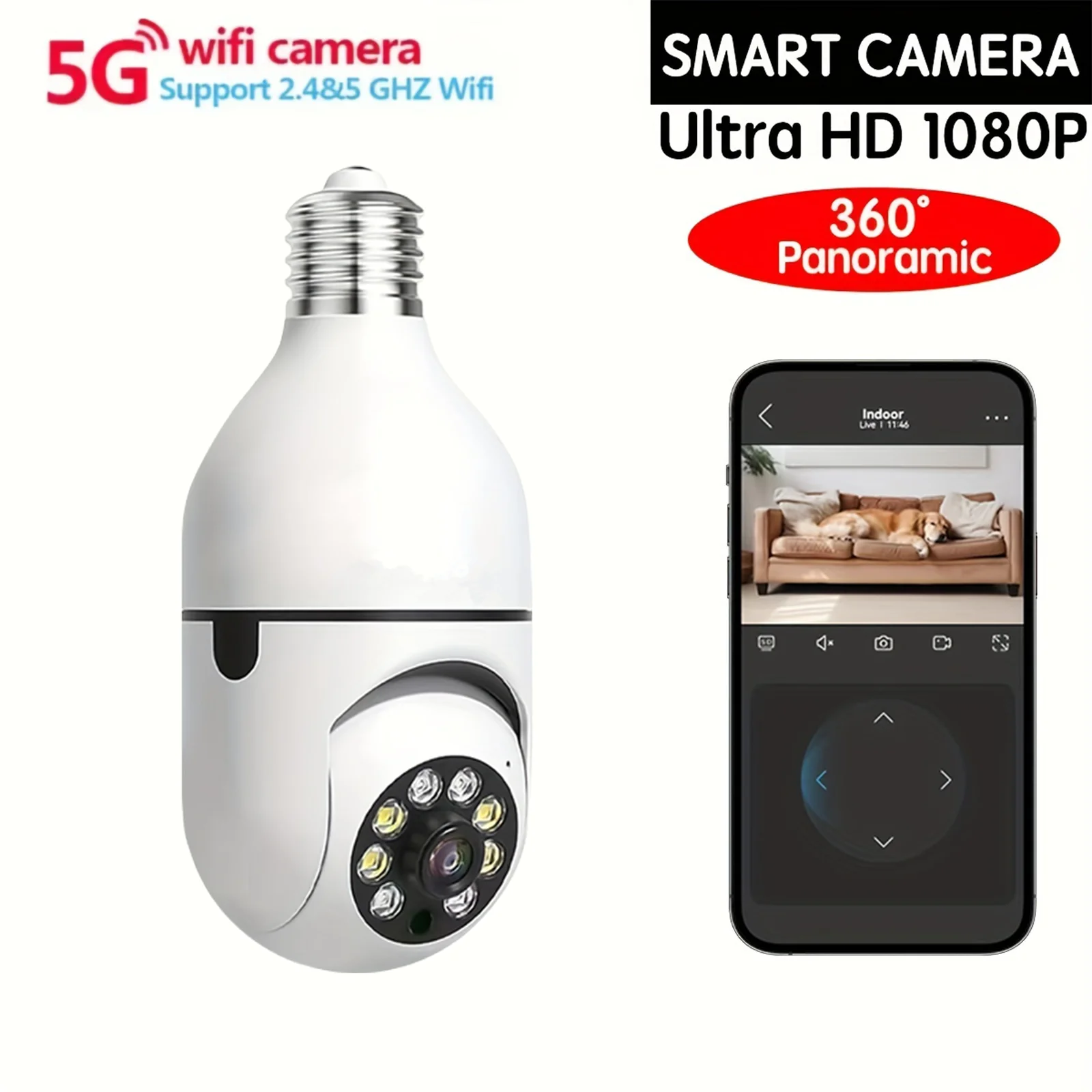 

4PC Boykeep Light Bulb Security Cameras, Wireless 5G WiFi ,Ease Life APP,360 Degree E27 1080P Cam,Night Vision,Motion Detection