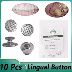 10pcs/Pack Dental Orthodontic Lingual Button Bottom Bondable Metal Tongue Side Buckle Dentistry Materials