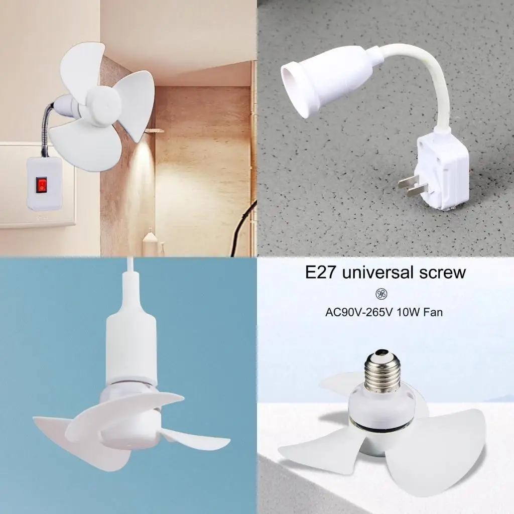 Ventilador boca tornillo Y1UB E27, ventilador techo para cocina y dormitorio, viento fuerte con enchufe Flexible,
