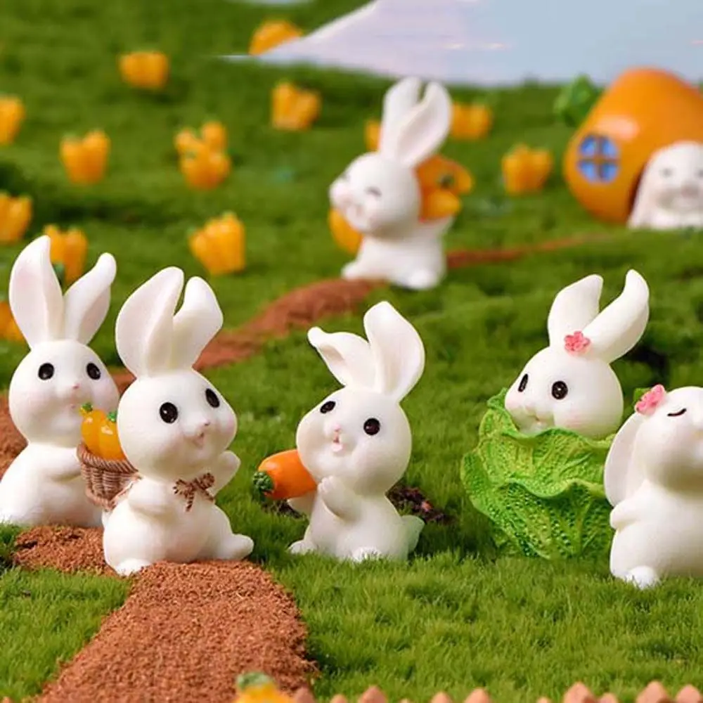 

Handmade Small Rabbit Carrot Animal Miniature Figurine Micro Landscape Fairy Garden Ornament Bonsai Decoration