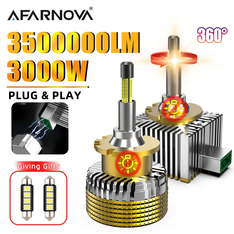 

360° LED D3S D1S Car Headlights Bulbs D2S D4S Canbus 3000W 3500000LM Tubro LED D1R D2R D3R D4R Fog Lamp 32pcs Chip Super bright