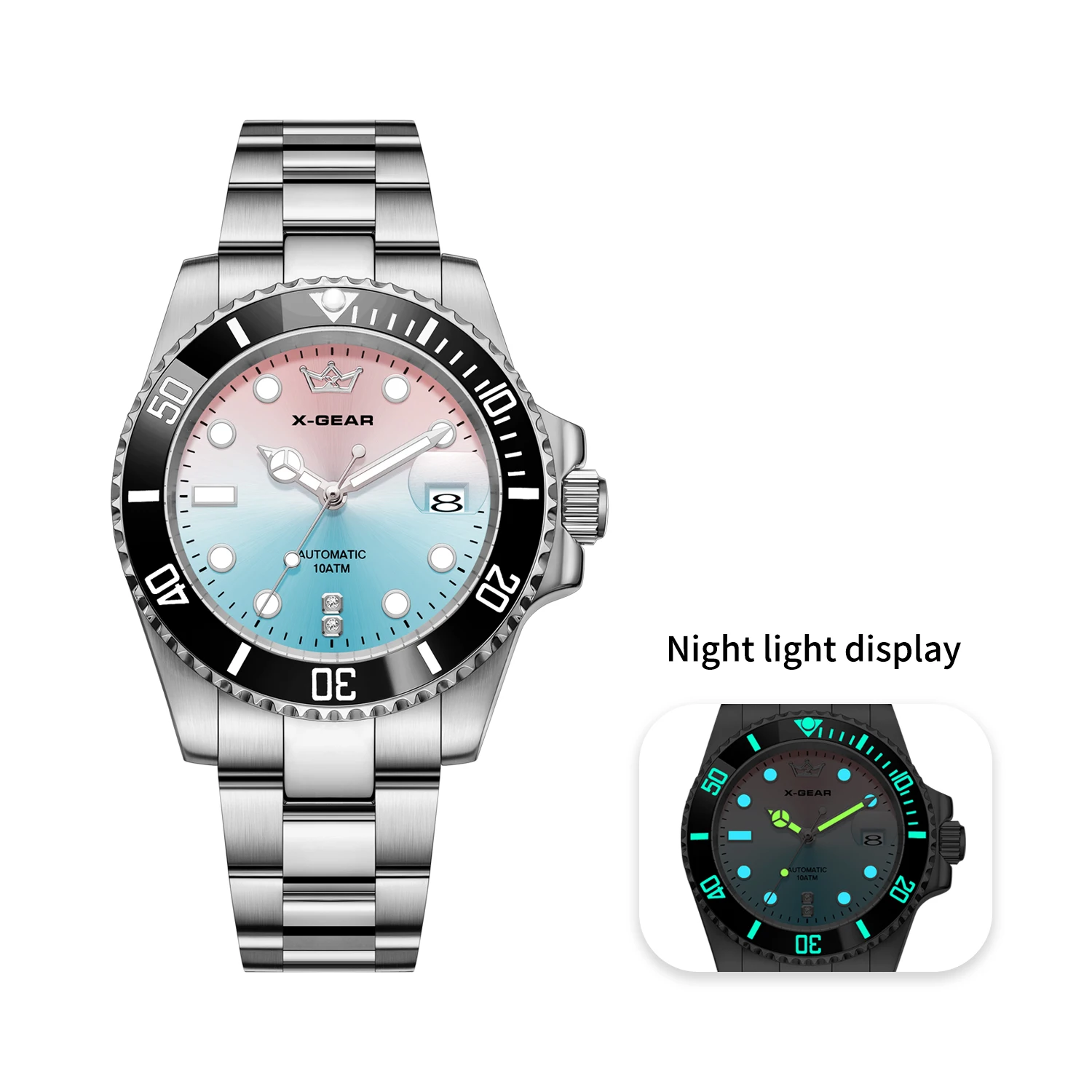X-GEAR Business Luxury Automatic Mechanical Watch – Sporty Stainless Steel Waterproof Men's Wristwatch