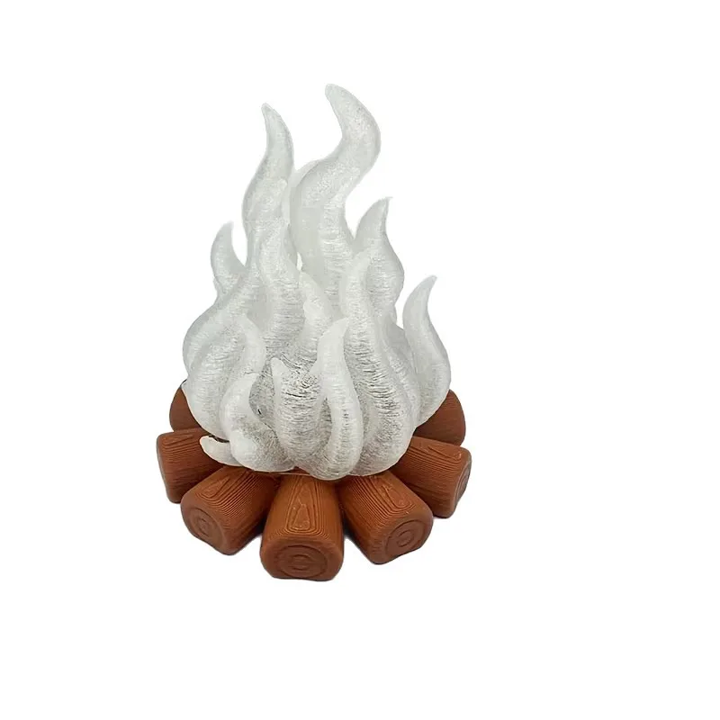 3D Printed Flame Night Light LED Simulation Fire Lamp Color Changing Bedside Creative Birthday Gift Home Decor Atmosphere Light