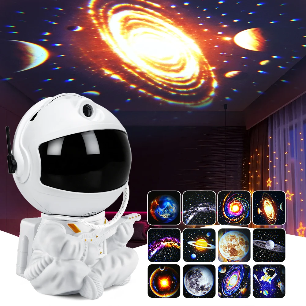Astronaut Starry Sky Projector with 12 Films Night Light Star Projector LED Astronaut Lamp Galaxy Projector for Bedroom Playroom