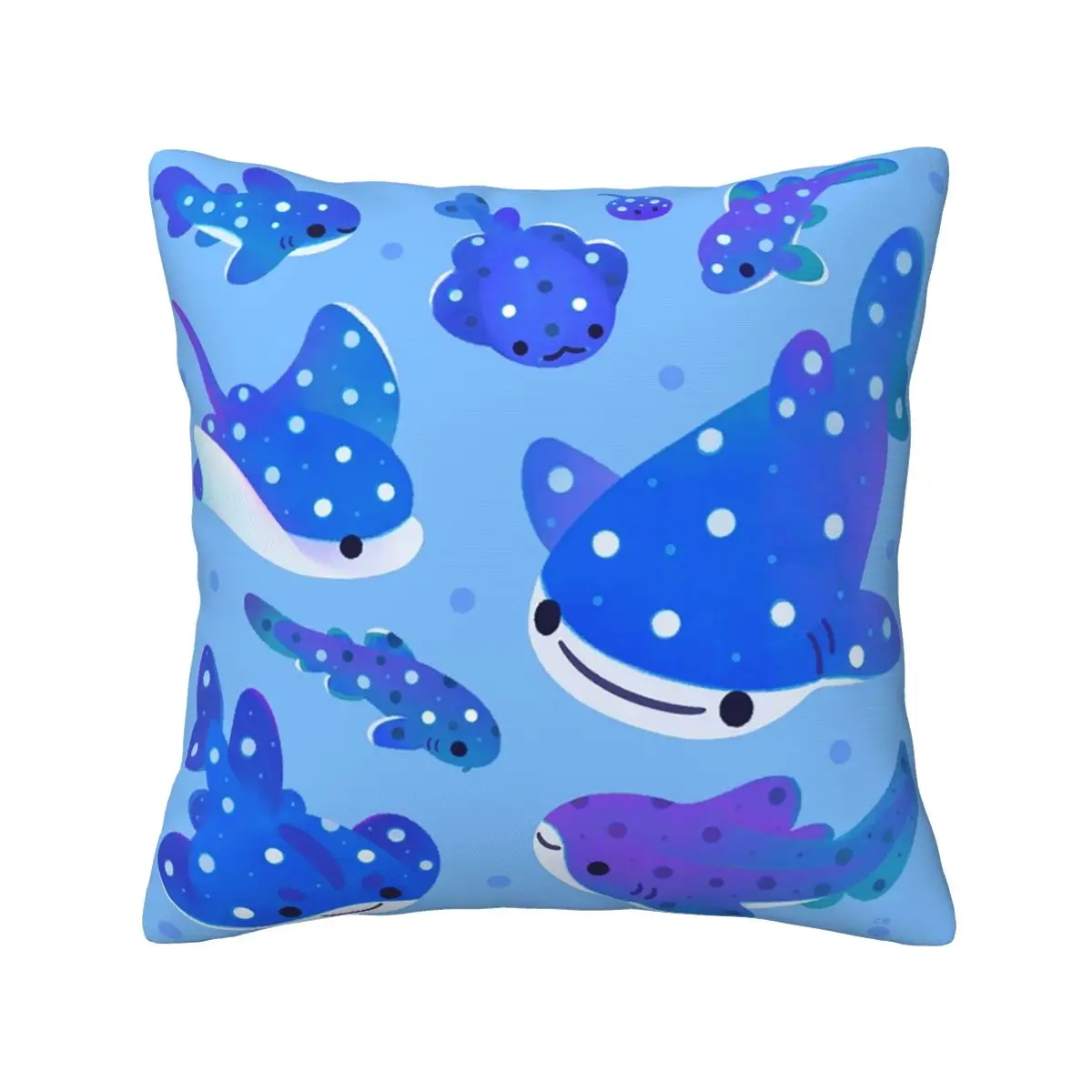 Polka Dot Shark Square Pillowcase Pillow Cover Cushion Decor Comfort Throw Pillow for Home Bedroom