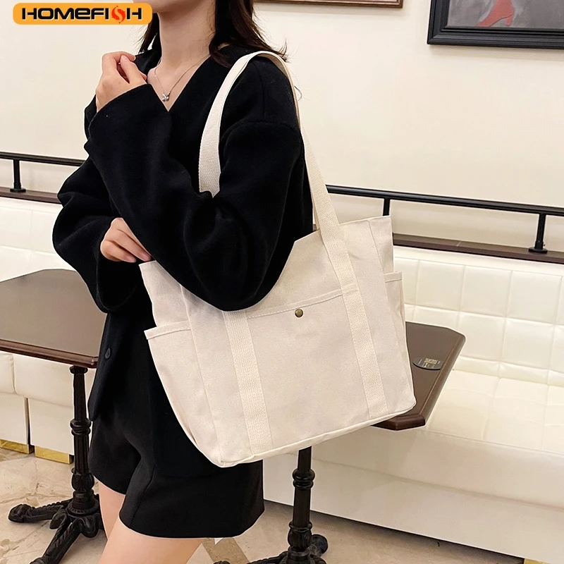HOMEFISH Portable large-capacity canvas bag, versatile shoulder bag design, special cloth bag for students' class and daily