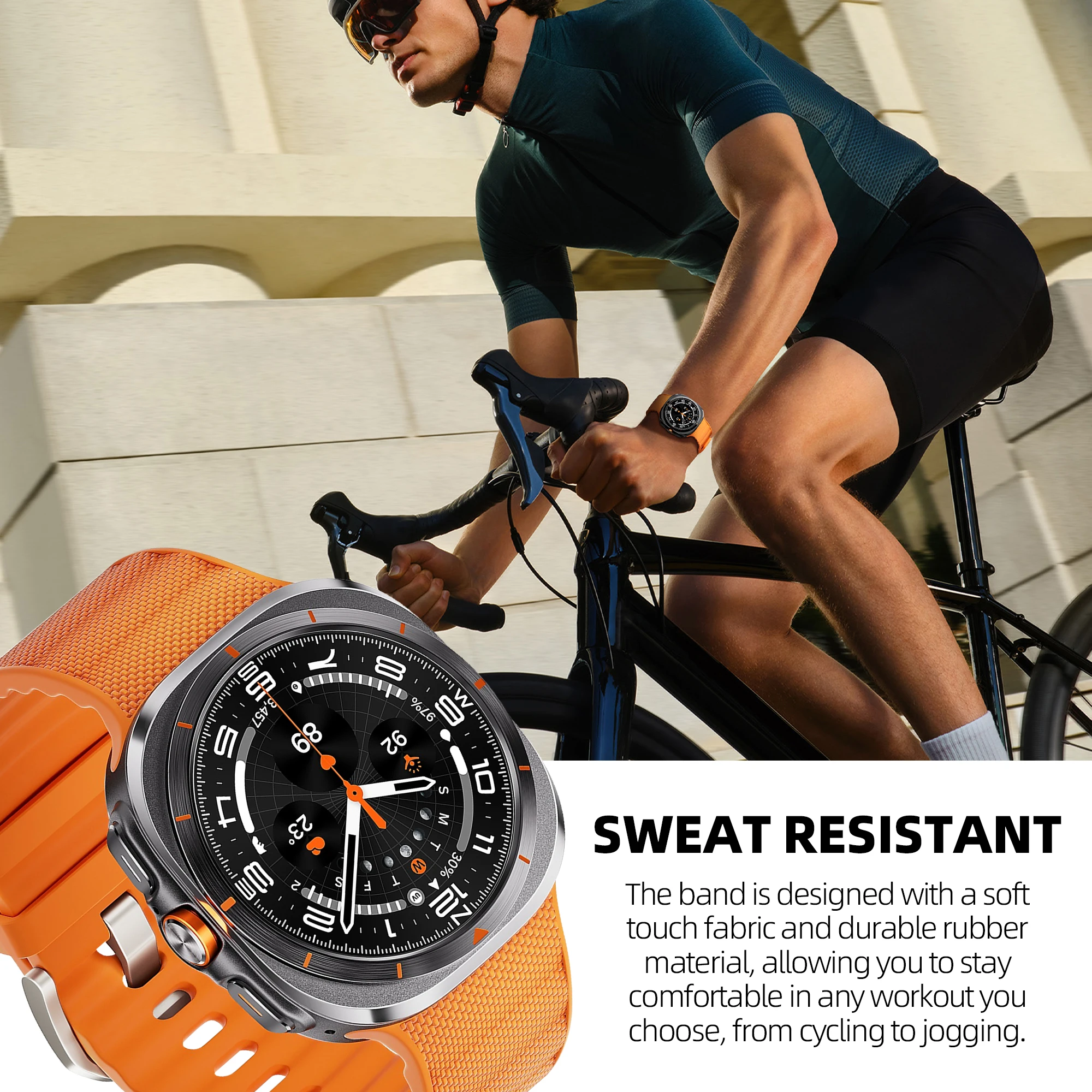 الفرقة الرسمية لساعة سامسونج جالاكسي الترا 47 ملم حزام وظيفي سيليكون + نايلون سوار رياضي جالاكسي ساعة الترا (2025) 47 ملم