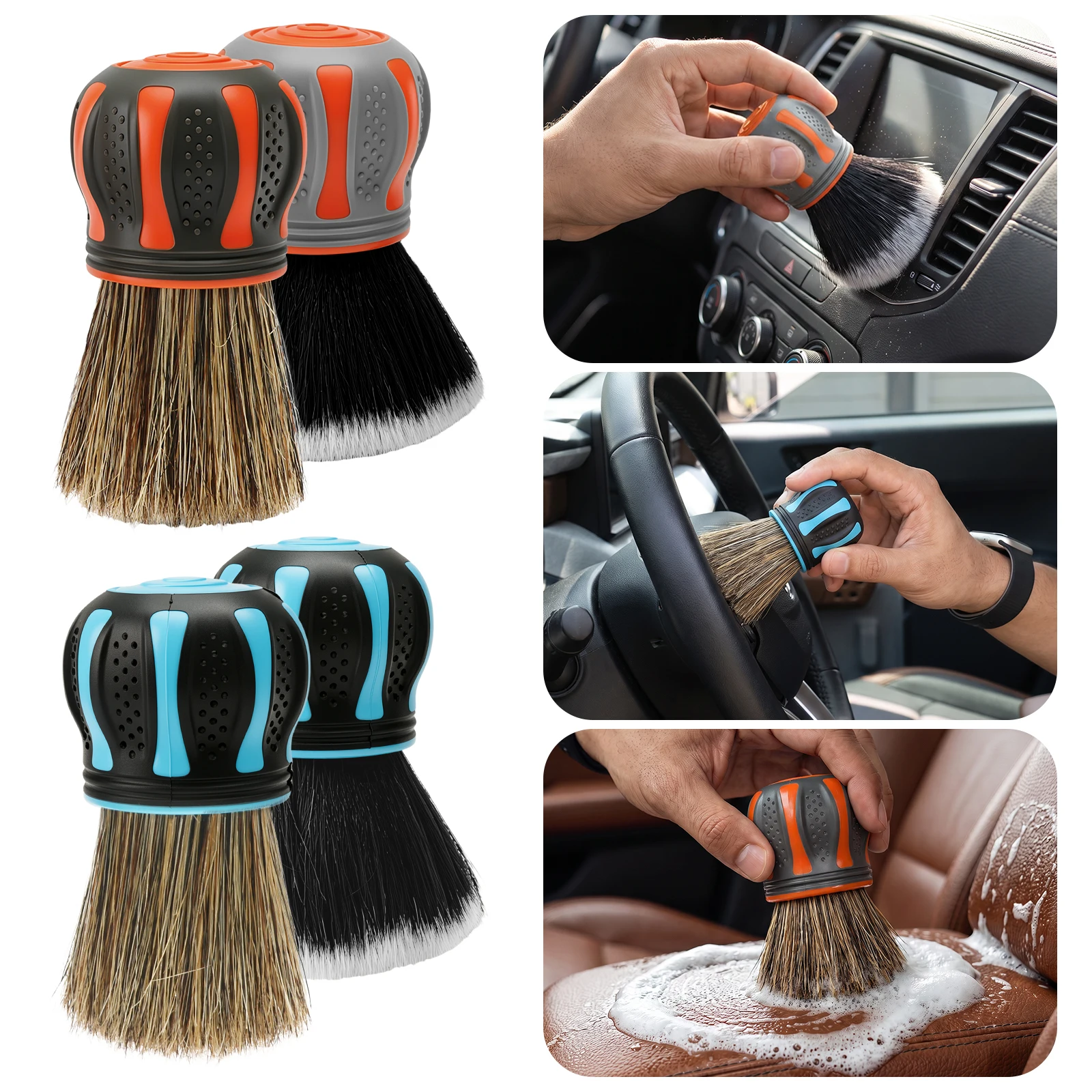 2 Pcs Car Detail Brush Set Soft Bristle Dust Brush Car Interior/Exterior Cleaning Tool for Console Dashboard Air Vent Seat Wheel