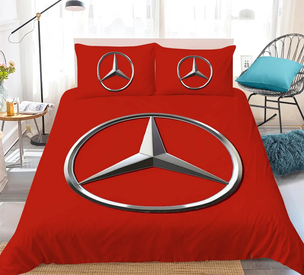 Pillow Cases King Size Bedding Set Polyester Comforter Cover Mercedes Benz for Adults Bedroom Decor Home Textile Garden