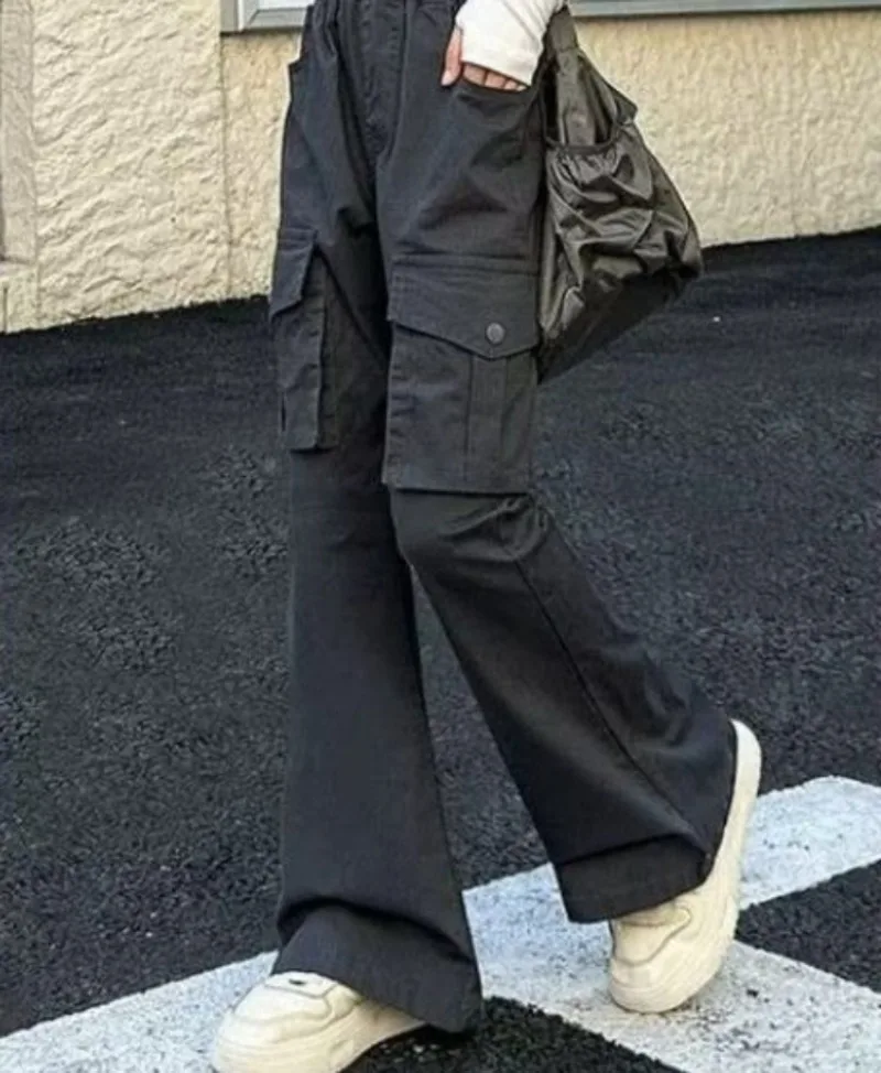 Girls' Micro Flare Cargo Pants 5-12 Years Spring Autumn 2026 New Stylish Casual Long Pants Trendy Kids' Stretchy Trousers