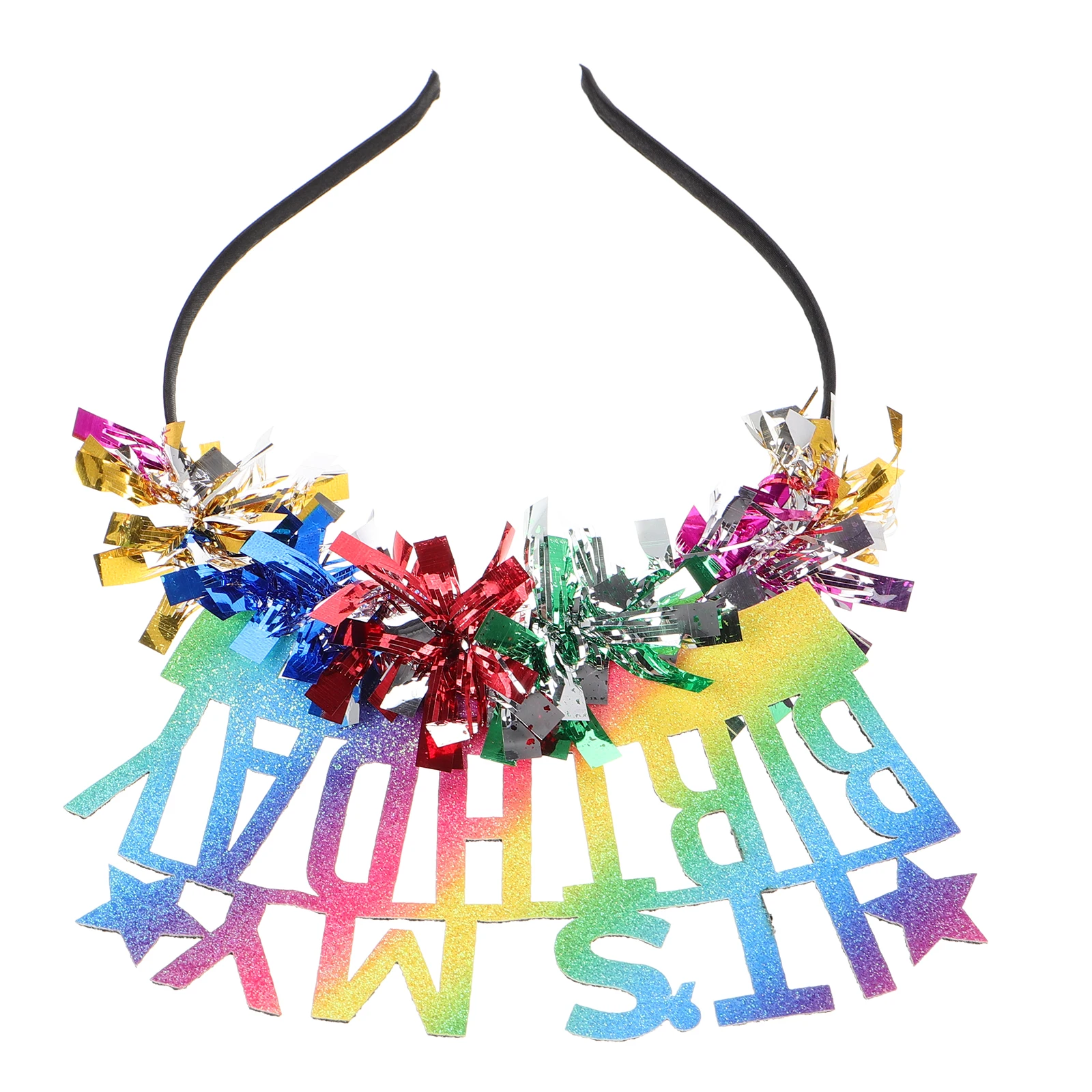 

Cute Crown For Happy It'S My Tiara Multi Color Rainbow Tassel Birthday Headband Comfortable Plastic Birthday Party