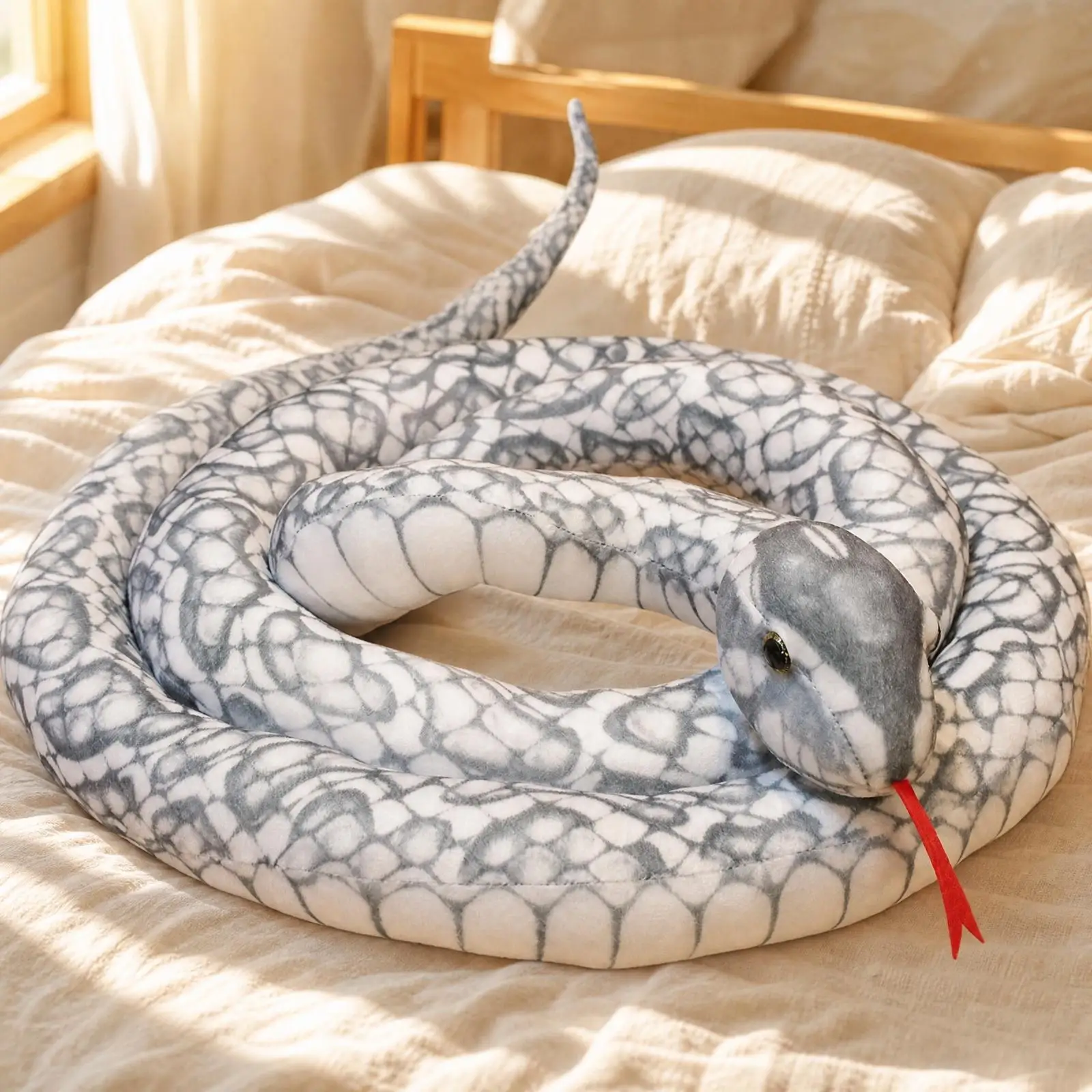 Realistic Coiled Snake Plush Toy Soft Stuffed Animal Decorative Gift for Reptile Lovers Creative Home Decor Novelty Prank Prop